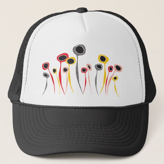 Retro Flowers Trucker Hat Pet (Voorkant)