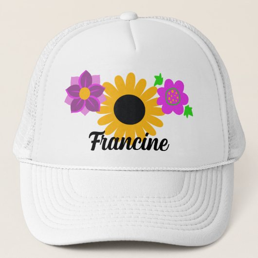 Retro Flowers  Trucker Pet (Voorkant)