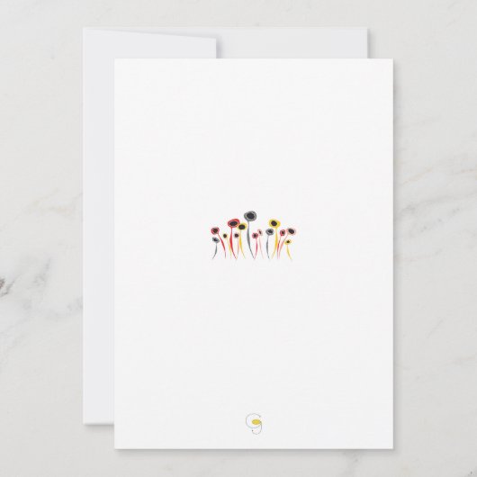 Retro Flowers Uitnodiging (Achterkant)