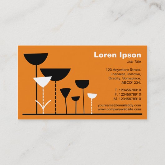 Retro Flowers v2 - Sinaasappel Visitekaartje (Achterkant)