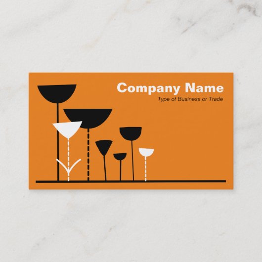 Retro Flowers v2 - Sinaasappel Visitekaartje (Voorkant)