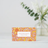 Retro Flowers Visitekaartje Fun  (Staand voorkant)