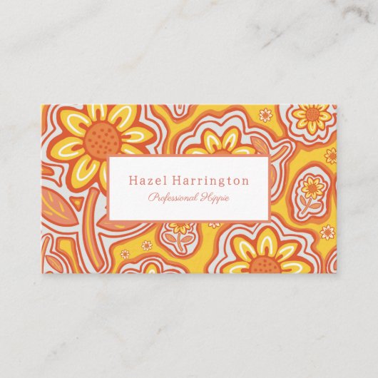 Retro Flowers Visitekaartje Fun  (Voorkant)