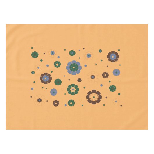 Retro Flowers Yellow Tablecloth Tafelkleed (Voorkant (Horizontaal))