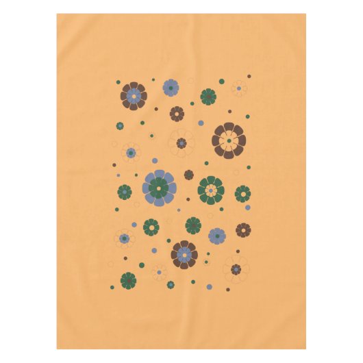 Retro Flowers Yellow Tablecloth Tafelkleed (Voorkant)