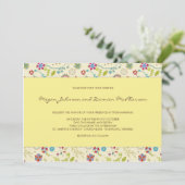Retro Flowers ・ Yellow ・ Weddenschap Kaart (Staand voorkant)