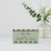 Retro Flowers Zee Green met Stripes en Monogram Visitekaartje (Staand voorkant)