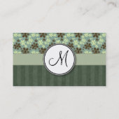 Retro Flowers Zee Green met Stripes en Monogram Visitekaartje (Achterkant)