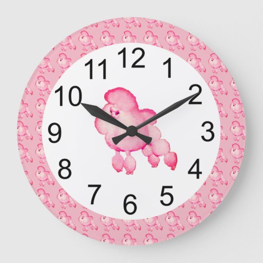 Retro Fluffy Roze Wandwandklok Grote Klok (Voorkant)