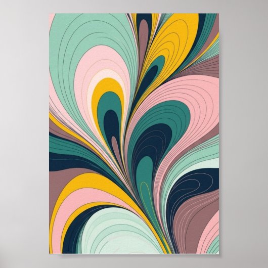 Retro Fluid Abstractionist Wave Poster (Voorkant)