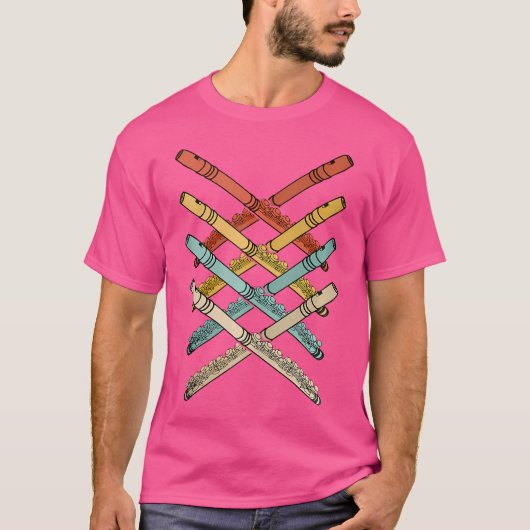 Retro fluitist Mannen dwarsfluit T-shirt (Voorkant)