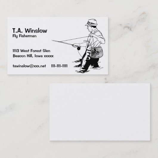 Retro Fly Fisherman Visitekaartje (Voorkant / Achterkant)