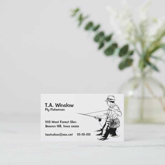 Retro Fly Fisherman Visitekaartje (Staand voorkant)