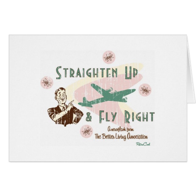 Retro 'Fly Right'-kaart (Voorkant Horizontaal)