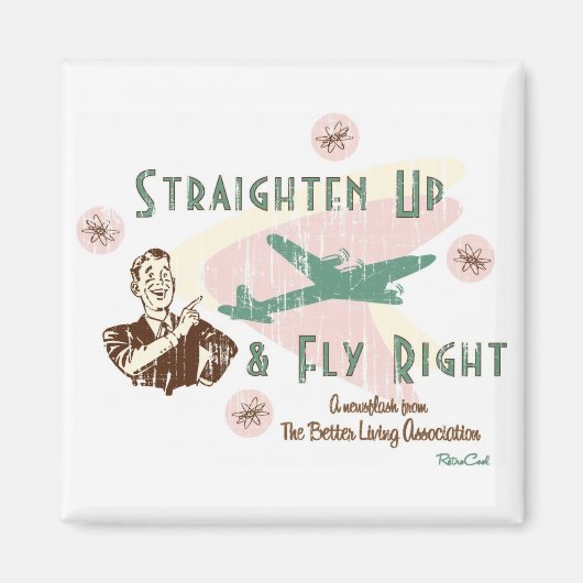 Retro 'Fly Right' Magneet (Voorkant)