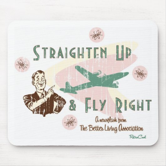 Retro 'Fly Right' Muismat (Voorkant)