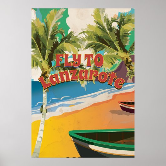 Retro Fly To Lanzarote Reisposter Poster (Voorkant)