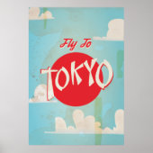  Retro Fly to Tokyo Travel Poster (Voorkant)