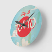  Retro Fly to Tokyo Travel Poster Ronde Klok (Hoek)