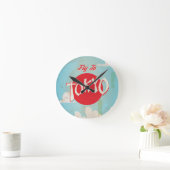  Retro Fly to Tokyo Travel Poster Ronde Klok (Huis)