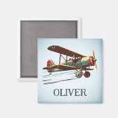Retro  Flying Biplane Gepersonaliseerd Magneet (Voorkant / Achterkant)