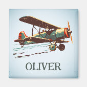 Retro  Flying Biplane Gepersonaliseerd Magneet (Voorkant)