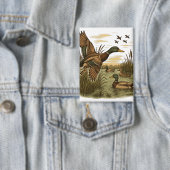Retro-Flying-Mallard-Duck-Hunting,  Button (Insitu)