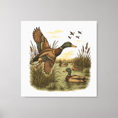 Retro-Flying-Mallard-Duck-Hunting Canvas Afdruk (Voorkant)