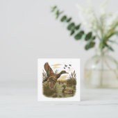 Retro-Flying-Mallard-Duck-Hunting Vierkante Visitekaartje (Staand voorkant)