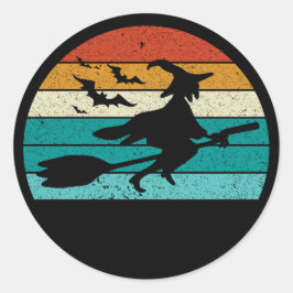 Retro Flying Witch Halloween Sticker