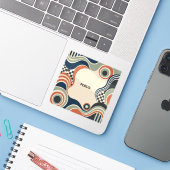 Retro Focus Vinyl-Sticker – 70er Geometrie Sticker (Laptop met iPhone)