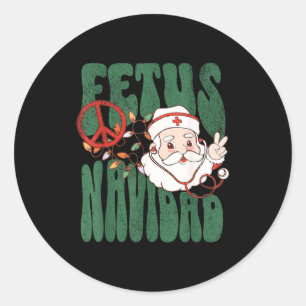 Retro Foetus Kerstmis Kerstman Kerstmis Verloskund Ronde Sticker