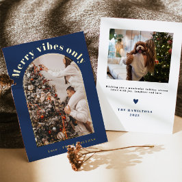 Retro Folie Kerst Kaart | Merry Vibes only-kaart