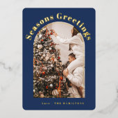 Retro Folie Kerst Kaart | Seizoenen wenskaart (Voorkant)