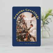 Retro Folie Kerst Kaart | Seizoenen wenskaart (Staand Voorkant)