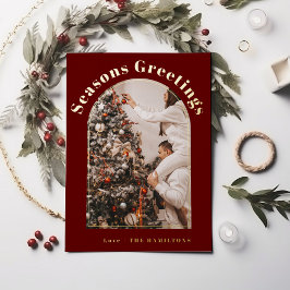 Retro Folie Kerst Kaart | Seizoenen wenskaart