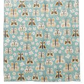 Retro Folk Art Butterflies Douchegordijn (Voorkant)