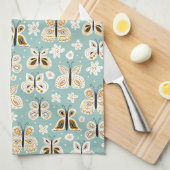 Retro Folk Art Butterflies Theedoek (Quarter Fold)