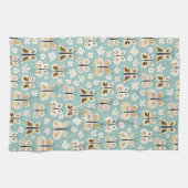 Retro Folk Art Butterflies Theedoek (Horizontaal)