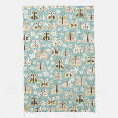 Retro Folk Art Butterflies Theedoek (Verticaal)