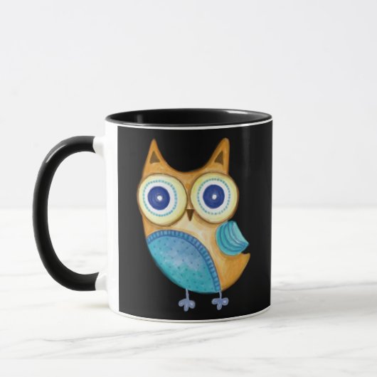 Retro Folk Art Owl Mok (Links)