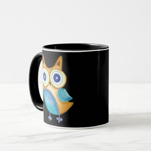 Retro Folk Art Owl Mok (Voorkant links)