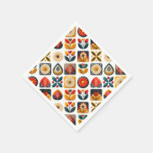 Retro Folk Bloemen Mozaïek Charm Servet (Hoek)