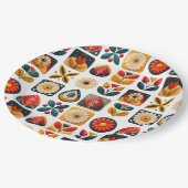 Retro Folk Bloemen Mozaïek Party Charm Papieren Bordje (Gekanteld)