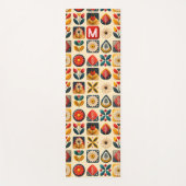 Retro Folk Bloemen Yoga Ontwerp Yogamat (Voorkant)