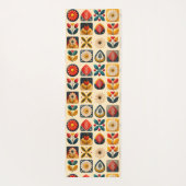 Retro Folk Bloemen Yoga Ontwerp Yogamat (Achterkant)