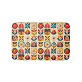 Retro Folk Bloemenpatroon in warme kleuren Badmat (Voorkant)