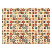 Retro Folk Bloemenpatroon in warme kleuren Tafelkleed (Voorkant (Horizontaal))