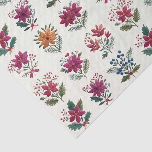 Retro Folk Floral Christmas Tissuepapier (Detail)