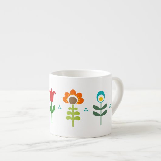  Retro-folkbloemen Espresso Kop (Voorkant rechts)